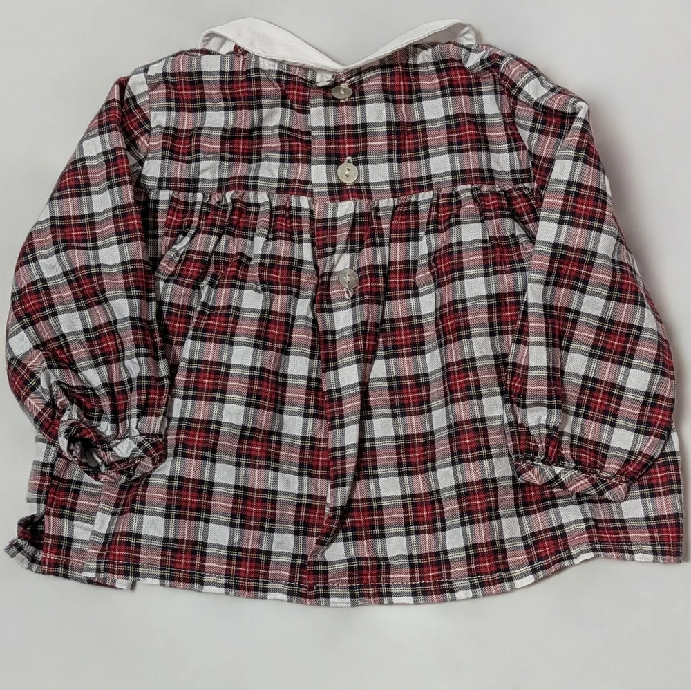 La Coqueta Baby Plaid Peter Pan Collar Blouse 3M